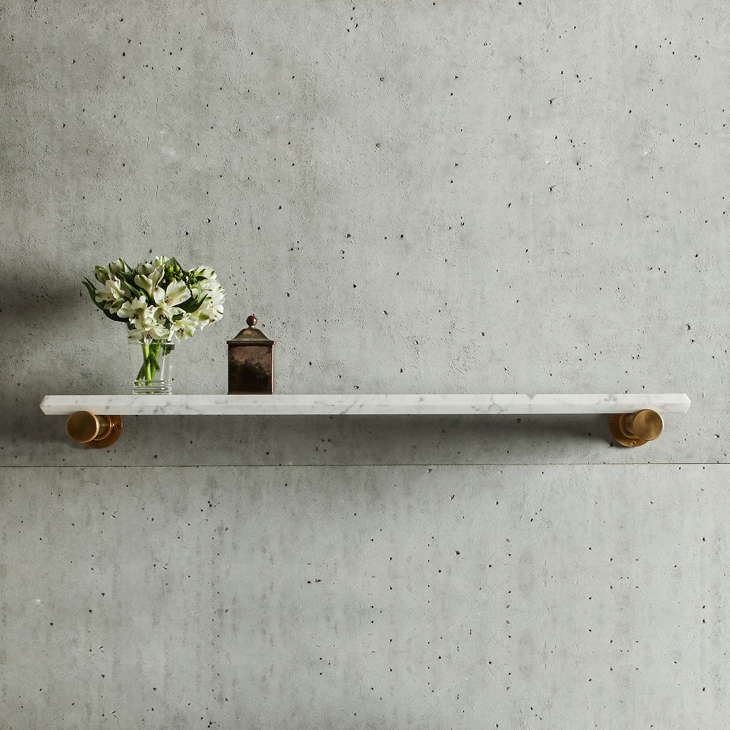 Elemental Classic Accessory Shelf in Carrara and aged brass