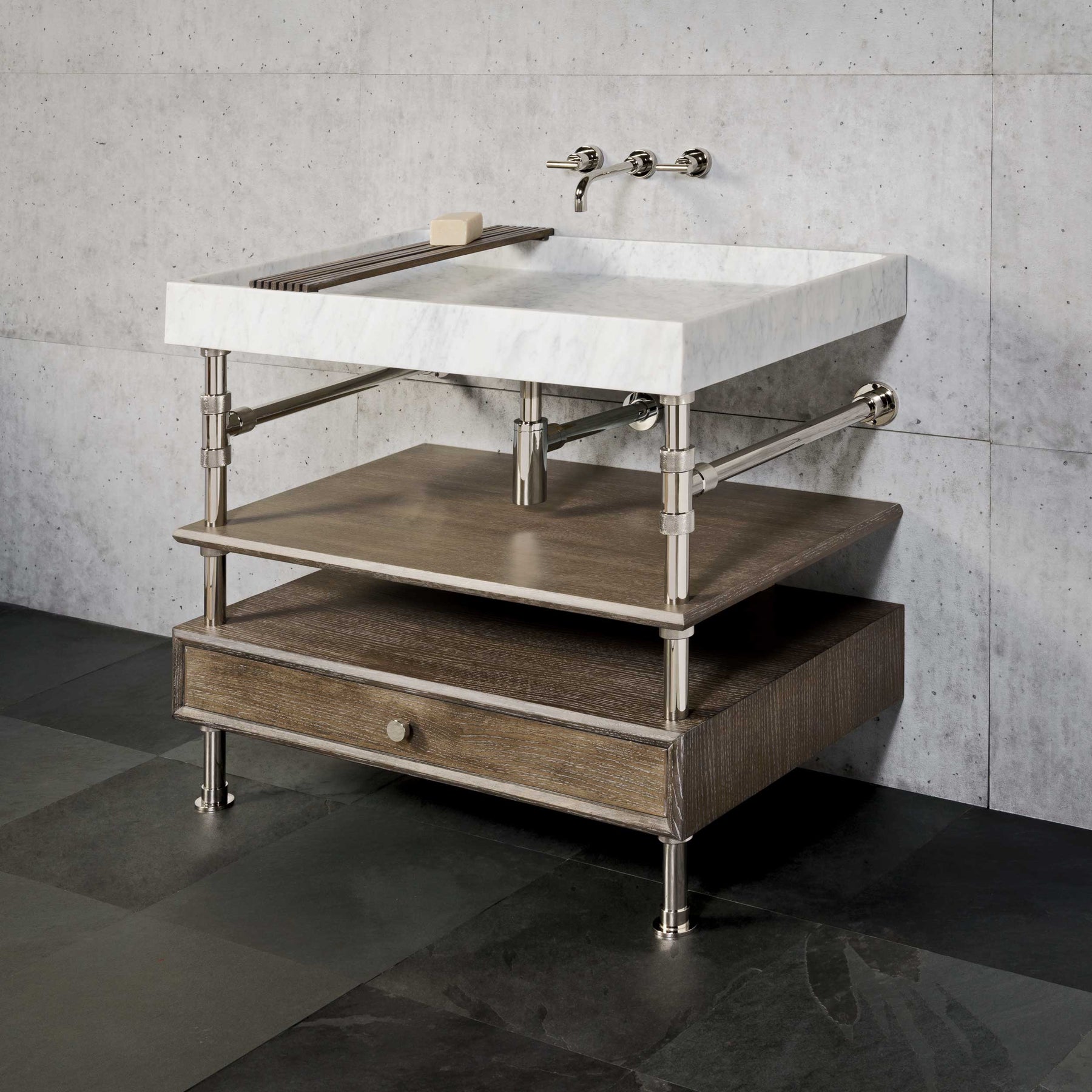 Ventus Bath Sink with Storage Stone Forest Modular Bath Systems