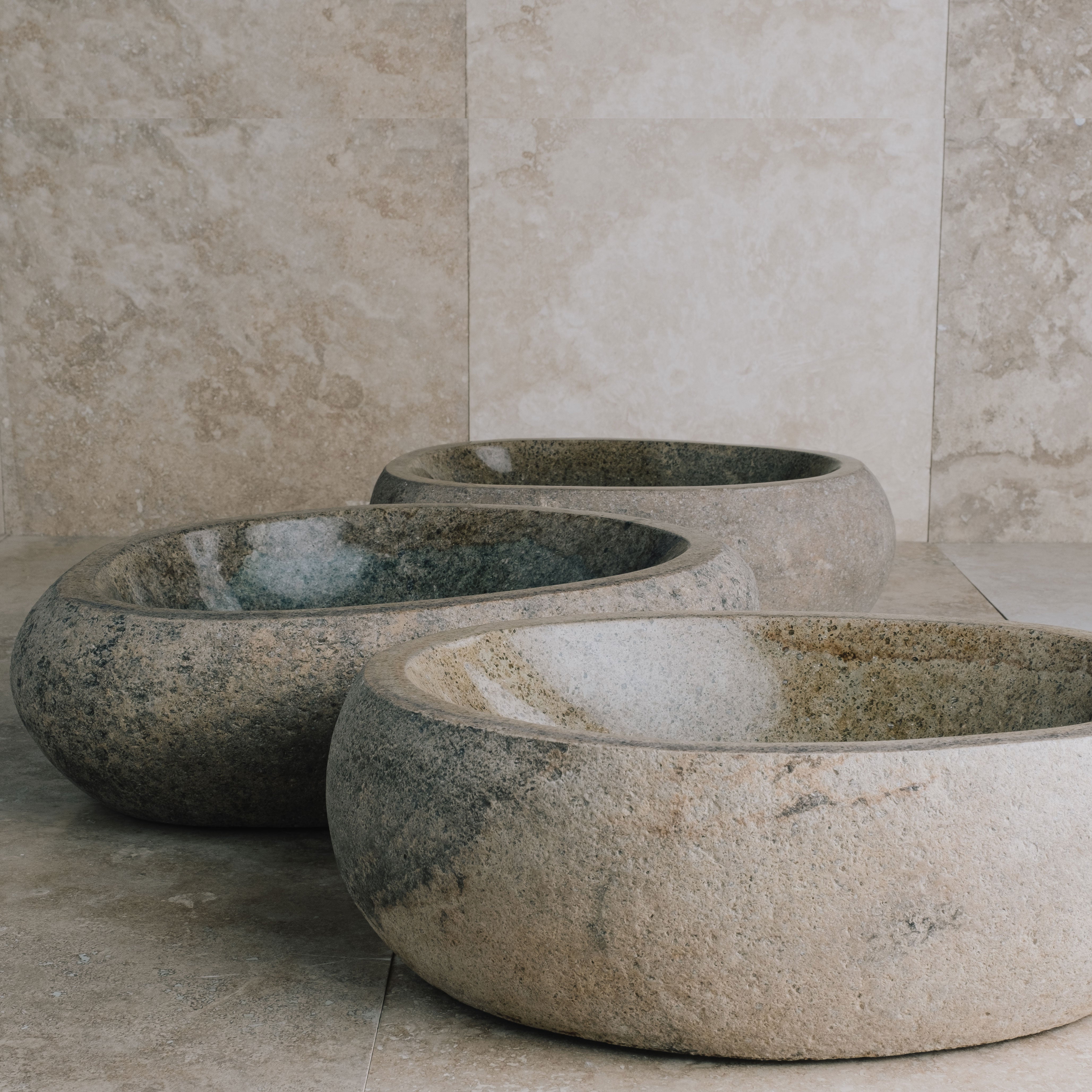 Close up of stone Pebble Vessel Bath Sink