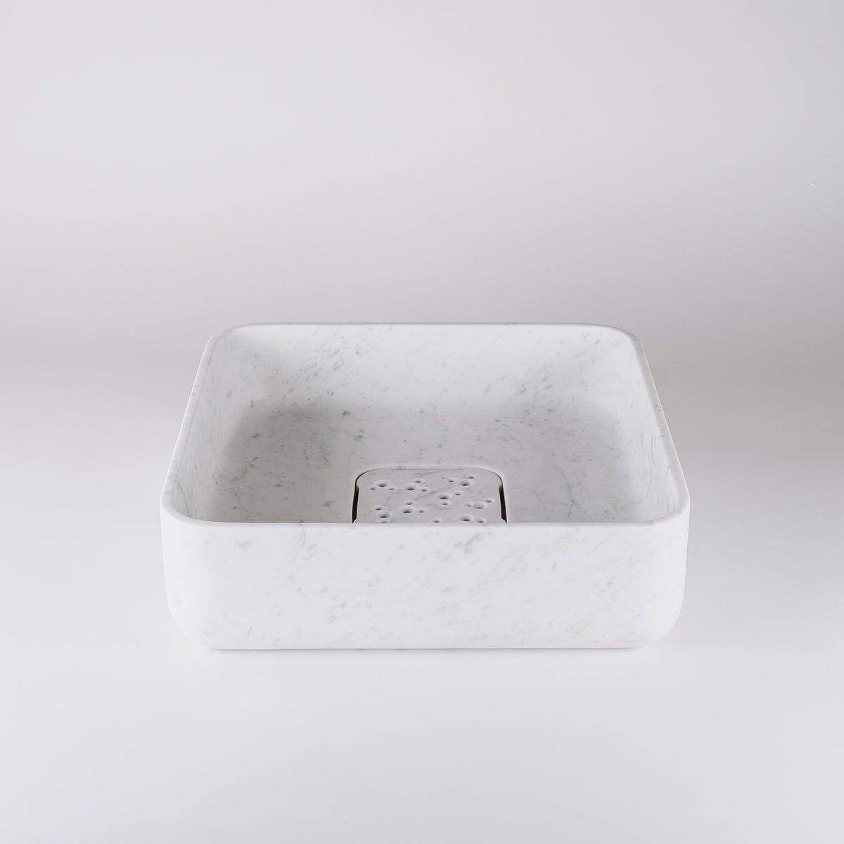 Thin Walled Square Vessel Sink in Carrara Marble image 1 of 3