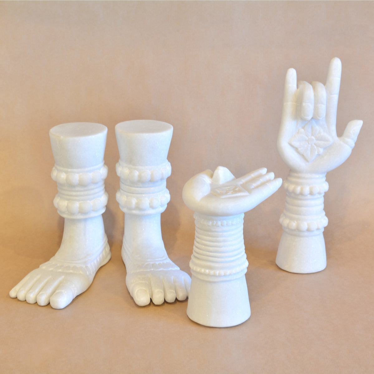 Buddhist Hands and Feet, White Marble image 1 of 7