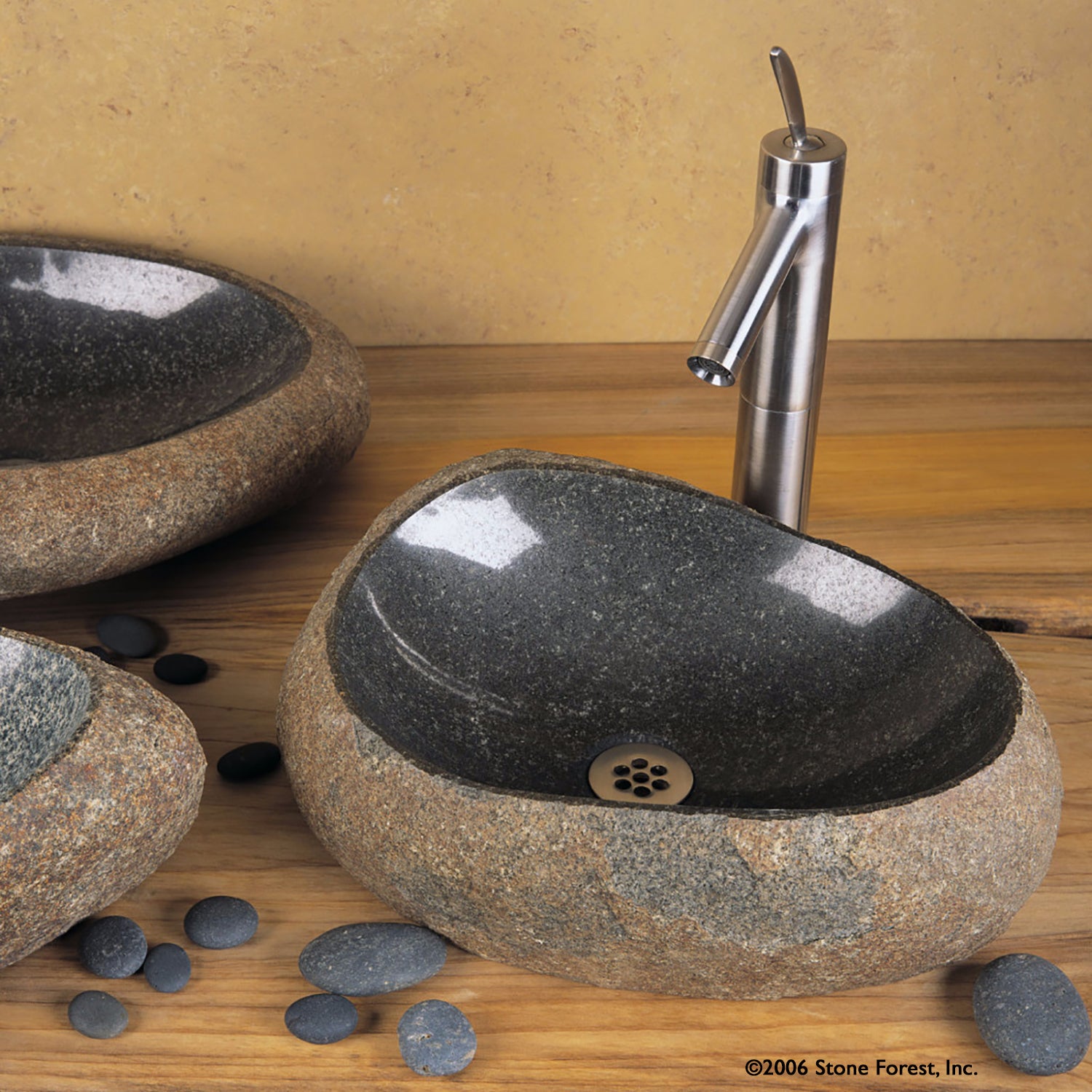 Natural Wabi bathroom vessel sink in granite