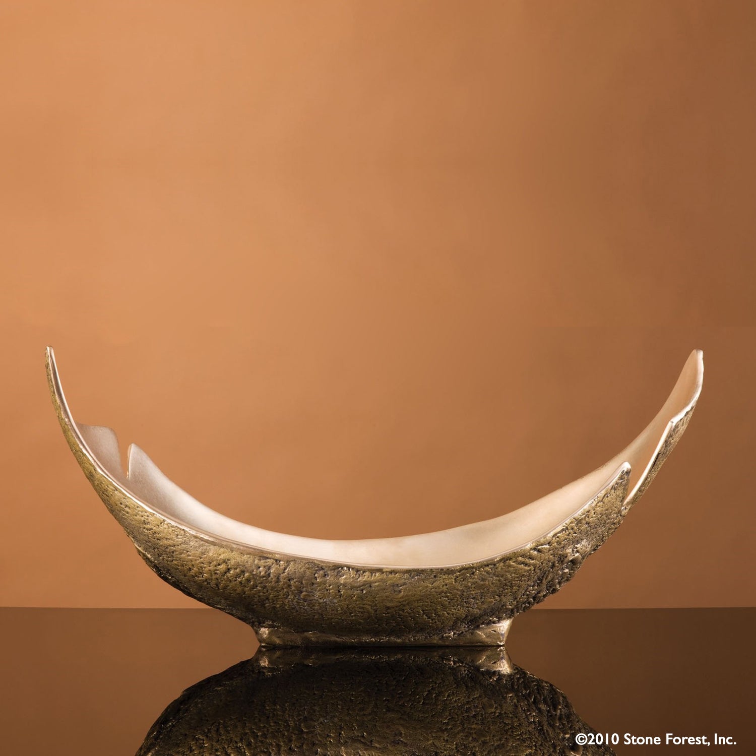 Stone Forest Lunette Vessel Sink solid cast bronze vessel sink golden bronze.