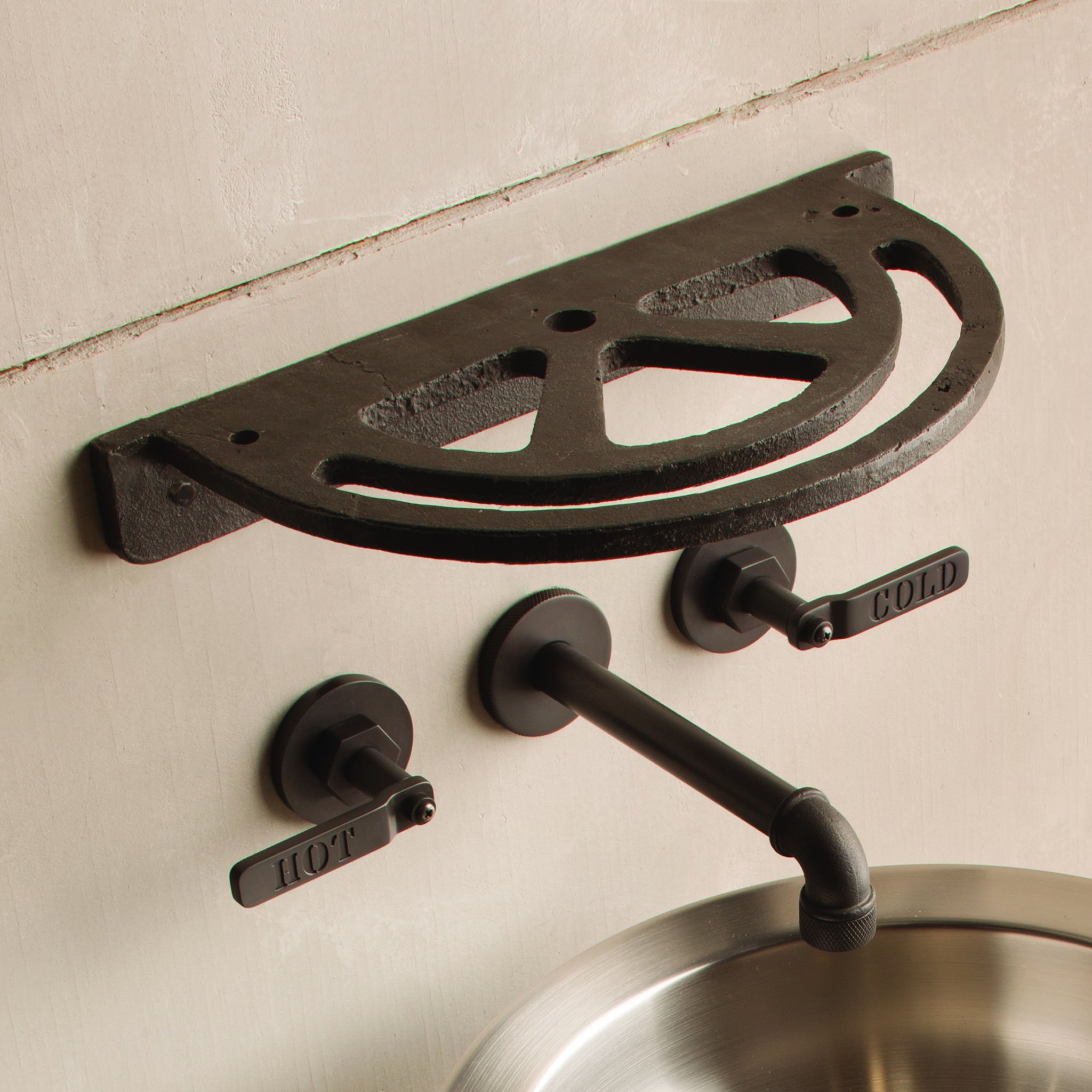 Stone Forest Industrial shelf, without glass is an Industrial Collection Accessory forged from iron 