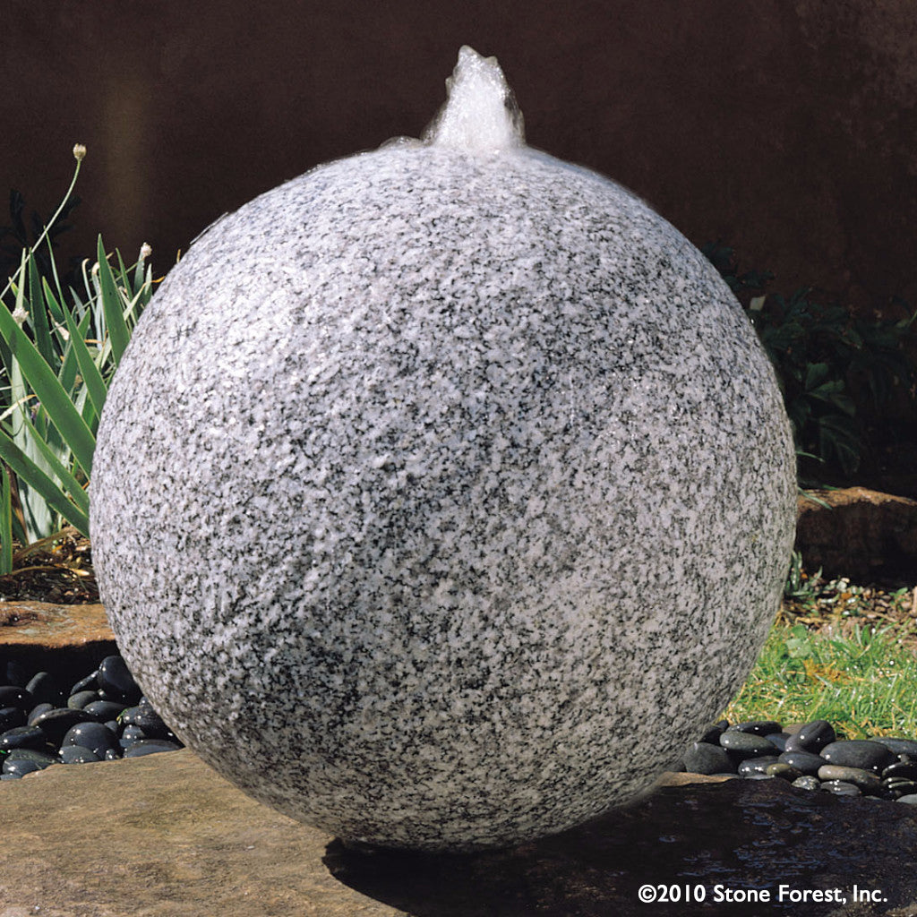 Stone Forest Black and White Granite Sphere garden fountain 20" diameter