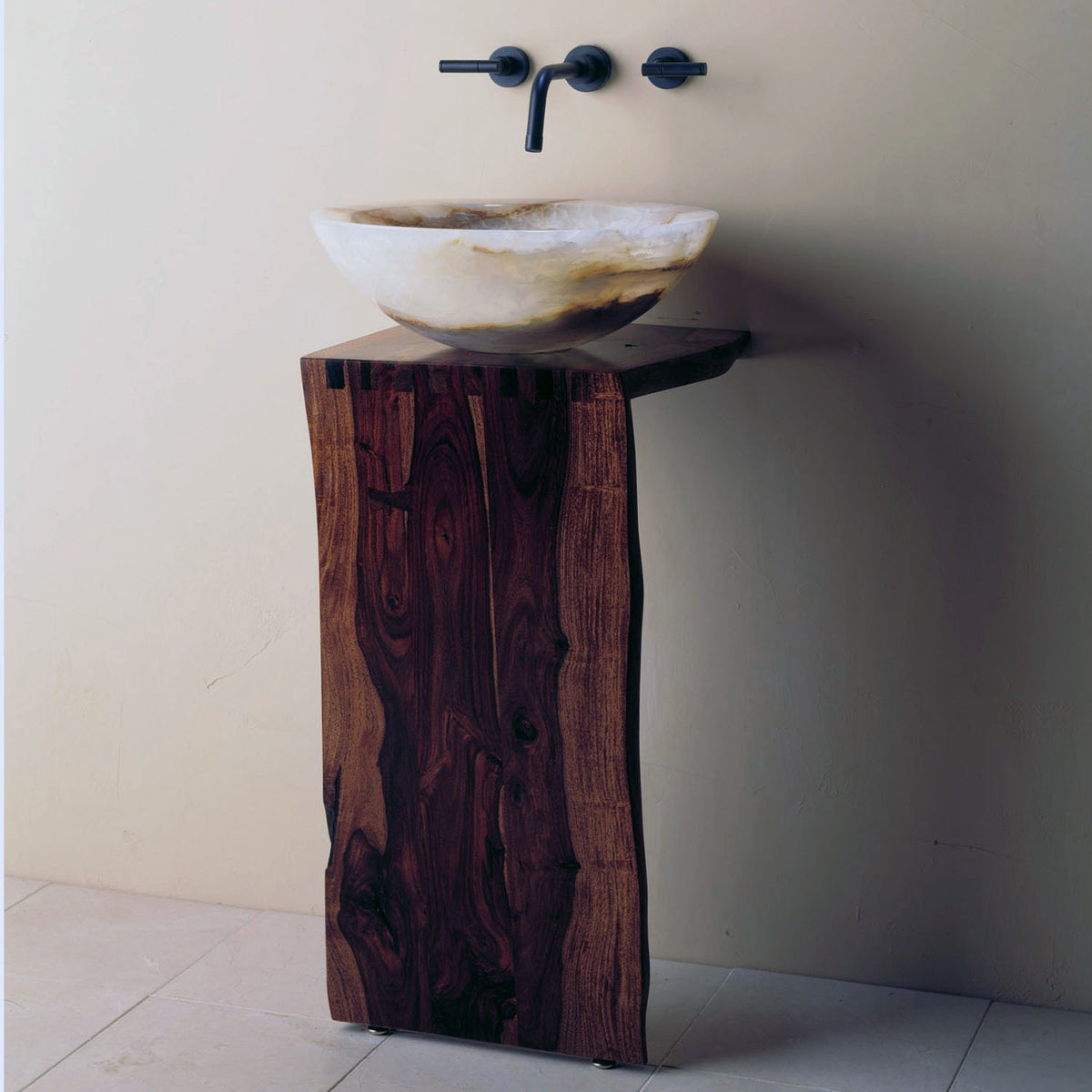 Stone Forest L-Slab Pedestal made from sustainable hardwood with multi-onyx  Urban Vessel SInk image 2 of 2