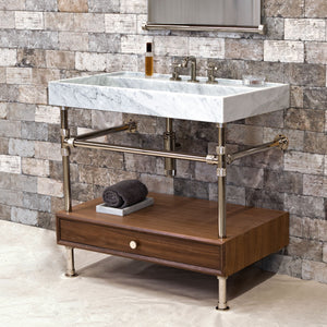 Ventus Bath Sink with Faucet Deck paired with Elemental Classic Legs with Crossbar and added Drawer image 2 of 4