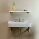 Lumbre Bath Sink wall mounted on aged brass Elemental Classic Wall Unit