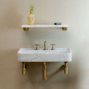 Lumbre Bath Sink wall mounted on aged brass Elemental Classic Wall Unit image 1 of 4