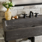 Antique gray limestone trough sink 