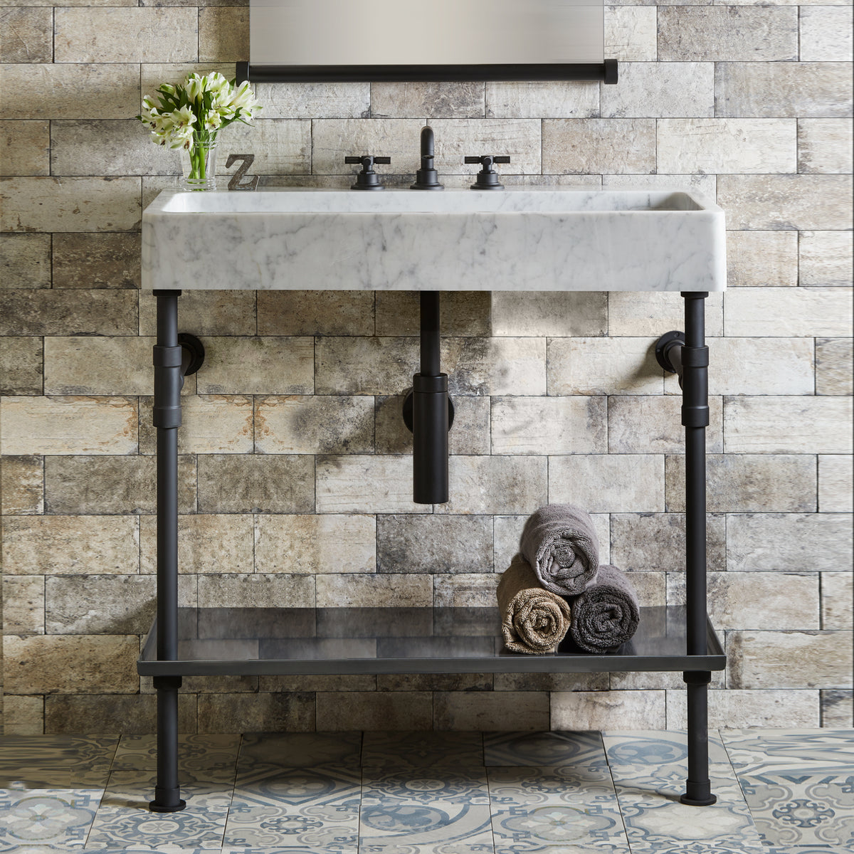 Elemental Trough Sink with Tray, Stone Forest