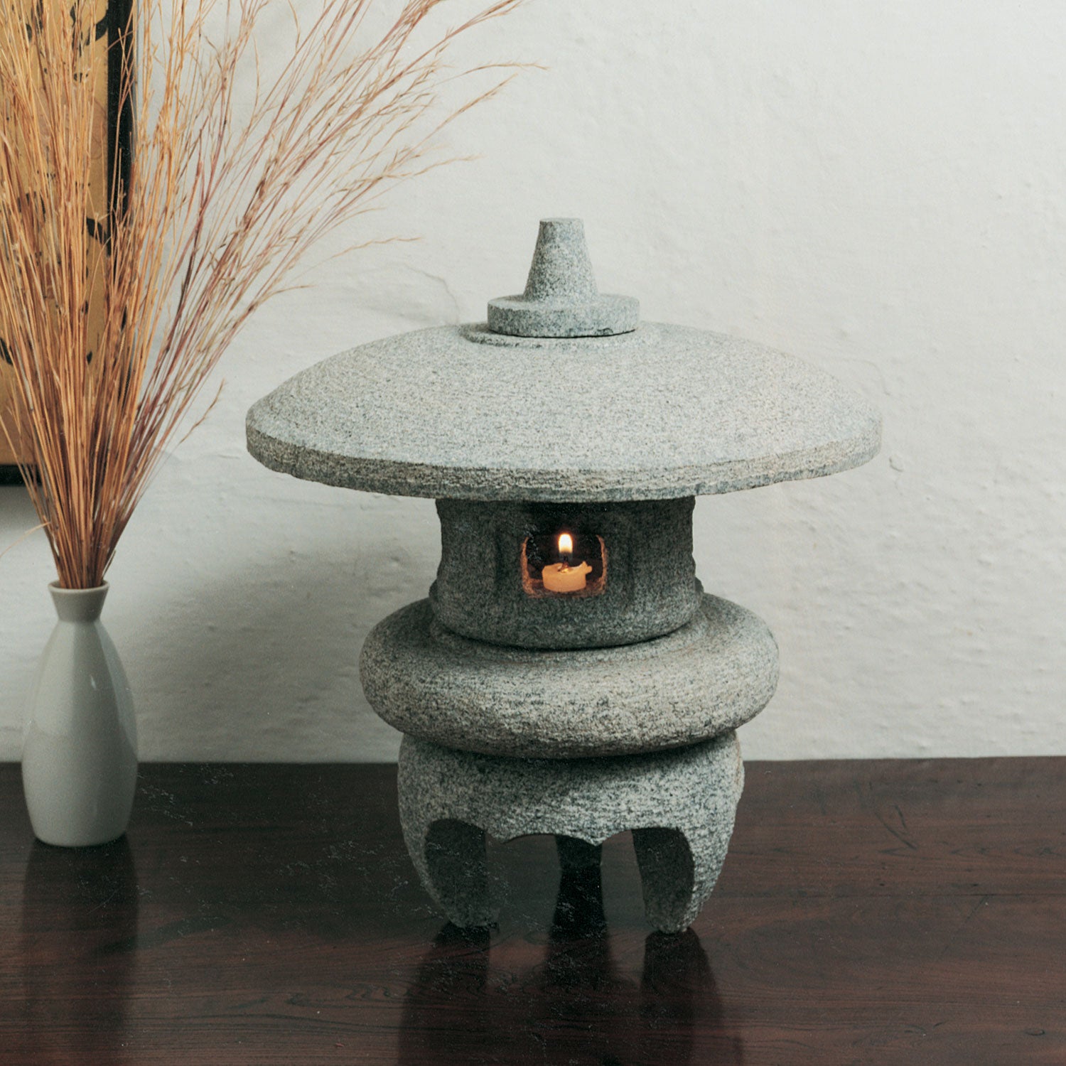 Stone Forest Yukimi lantern is carved from blue-gray granite. 