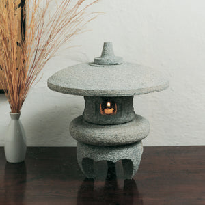 Stone Forest Yukimi lantern is carved from blue-gray granite.  image 1 of 1