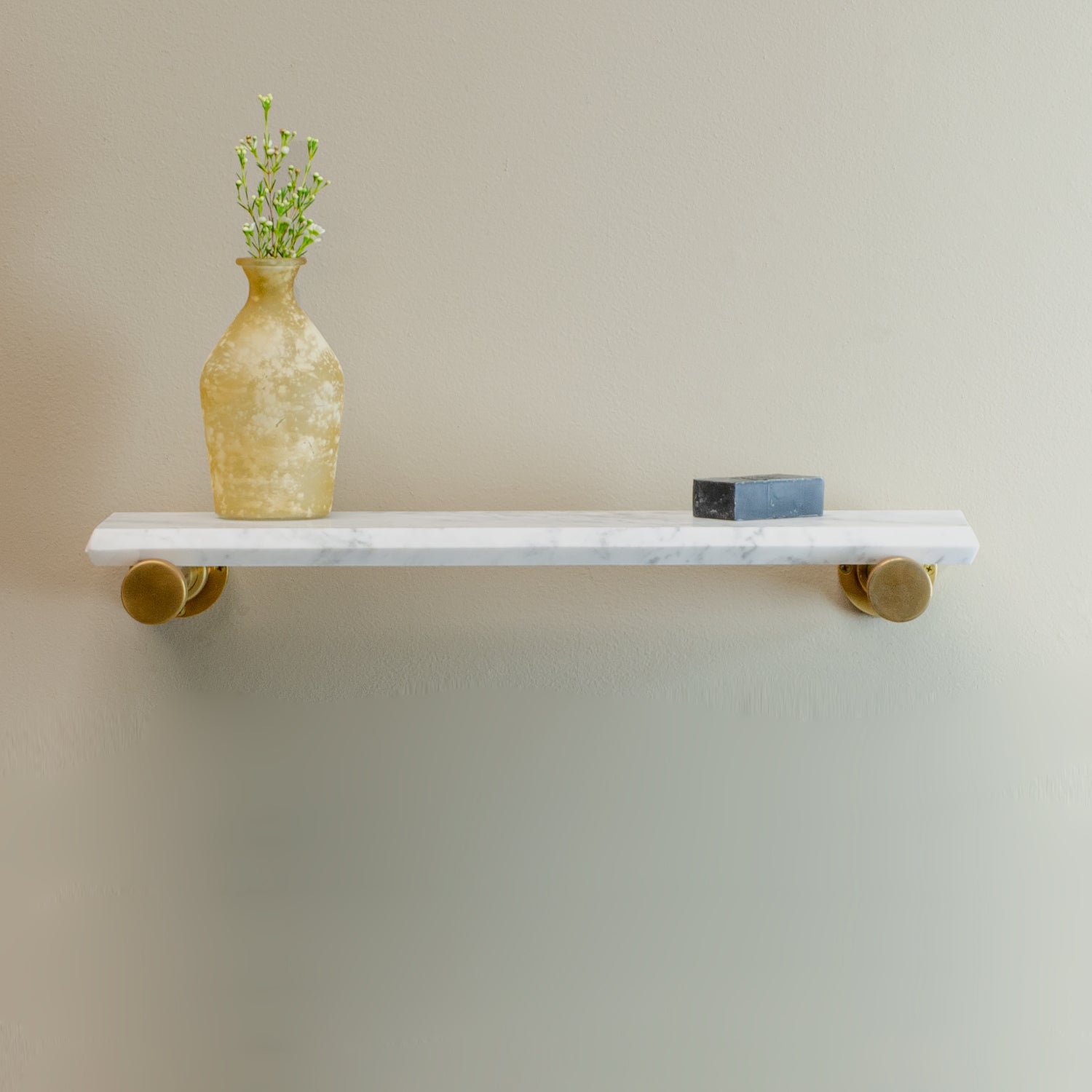 Elemental Classic Accessory Shelf in Carrara and aged brass