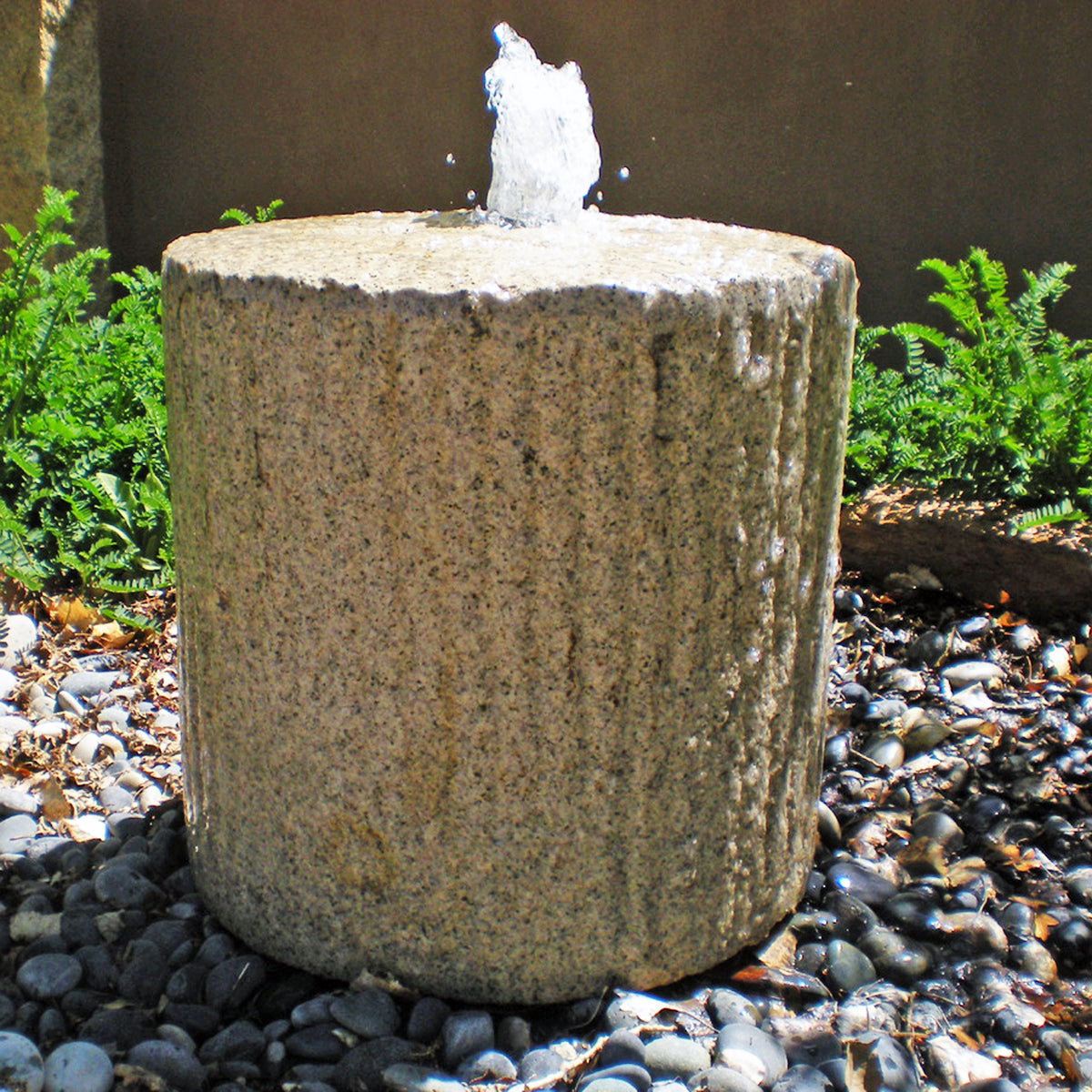 Stone Forest Antique Grindstone installed as garden fountain image 2 of 2