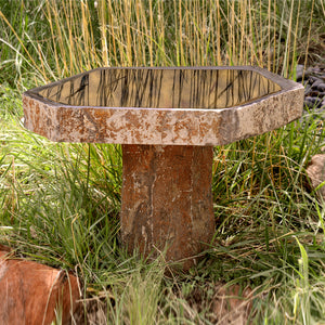 Stone Forest Basalt Birdbath, hand-carved from naturally occurring columns of basalt. image 1 of 1