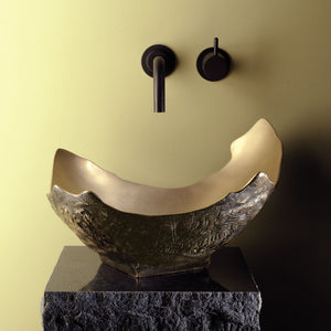 Chalice vessel sink in golden bronze.  Exterior is darker in all finish options due to the design and texture. image 2 of 4
