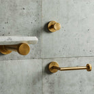 Elemental Classic Robe Hook & Paper Holder in aged brass and carrara marble