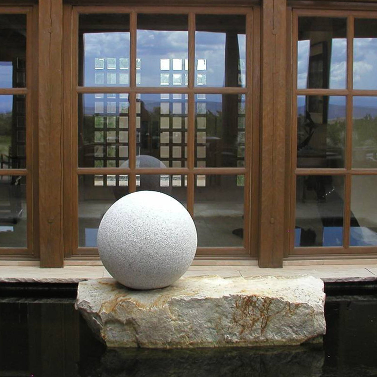 Stone Forest Black and White Decorative Granite Sphere  20" diameter